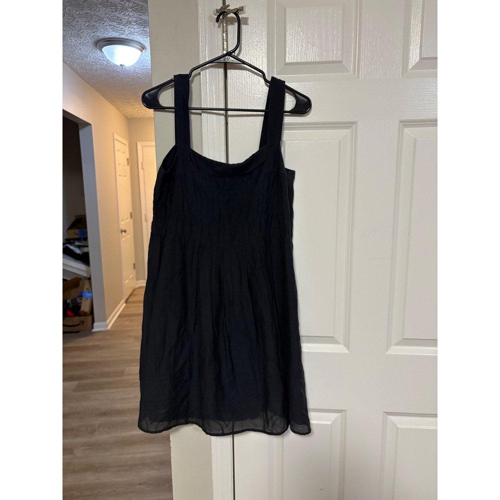 Vince Black Cotton Silk Blend Pleated Sleeveless Mini Dress Size 10